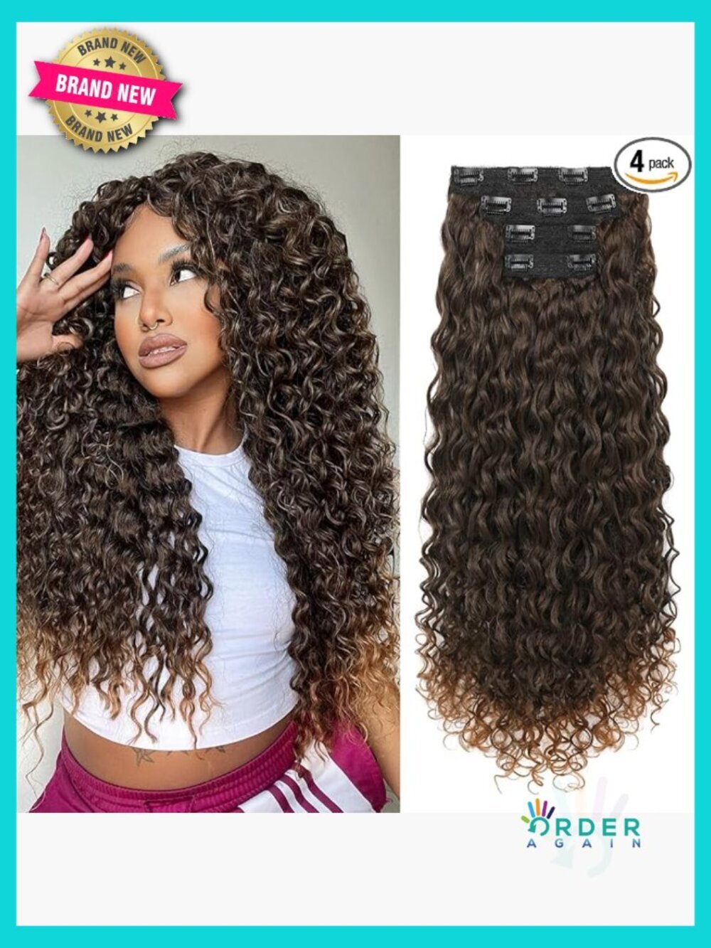 Clip in Hair Extensions 26 Inch Long Protein Silk Curly Hairpieces for Women